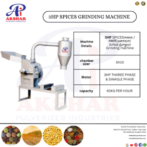 3hp 30kg chilli powder machine single & three phase