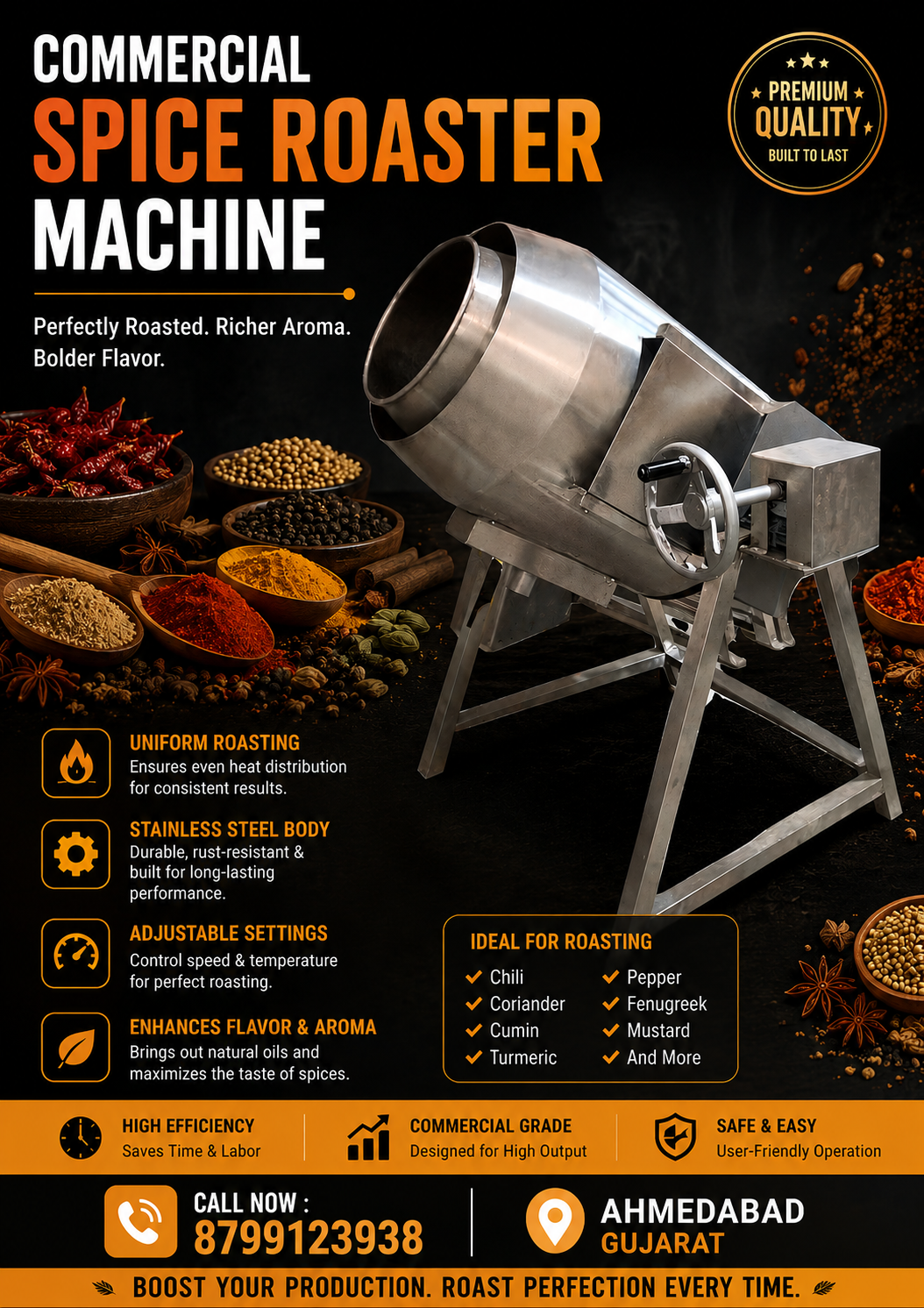 Commercial Spice Roaster Machine | Roasting Machine Supplier Ahmedabad